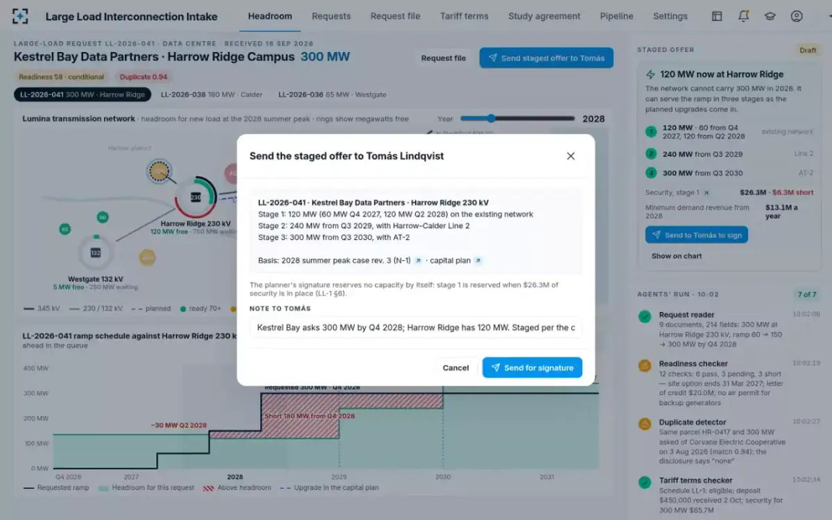 Large Load Interconnection Intake — Send the offer to the planner