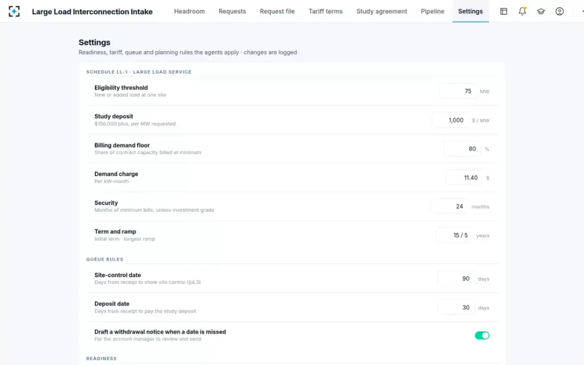 Large Load Interconnection Intake — Your rules