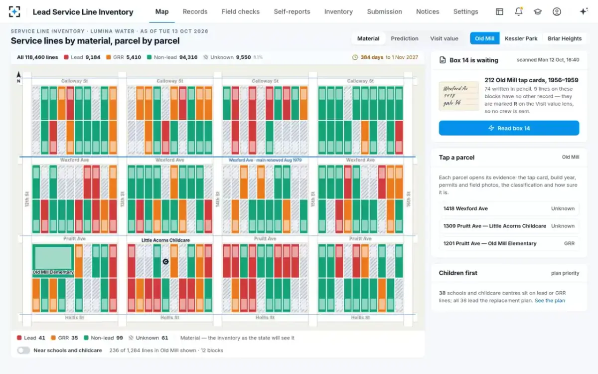 Lead Service Line Inventory — The parcel material map