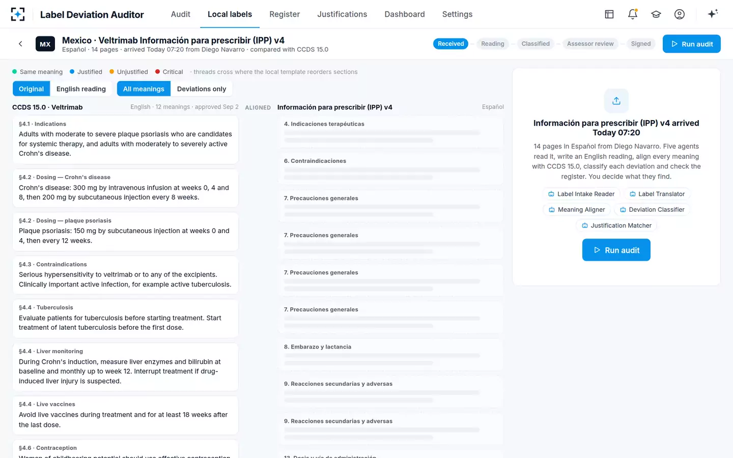 Local Label Deviation Auditor — A label arrives