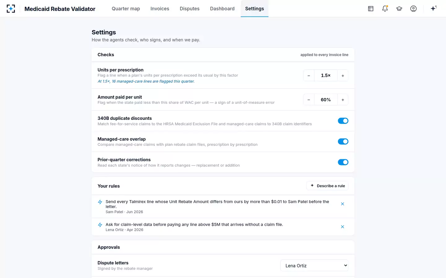 Medicaid Rebate Invoice Validator — Your rebate rules