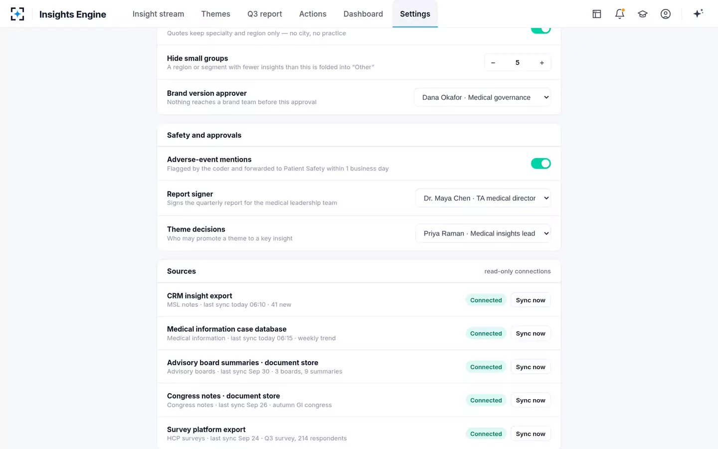Medical Insights Synthesis Engine — Your rules