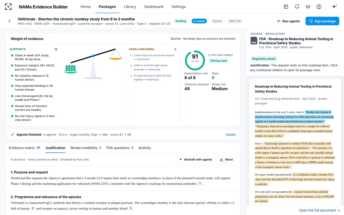 NAMs Evidence Package Builder — The justification
