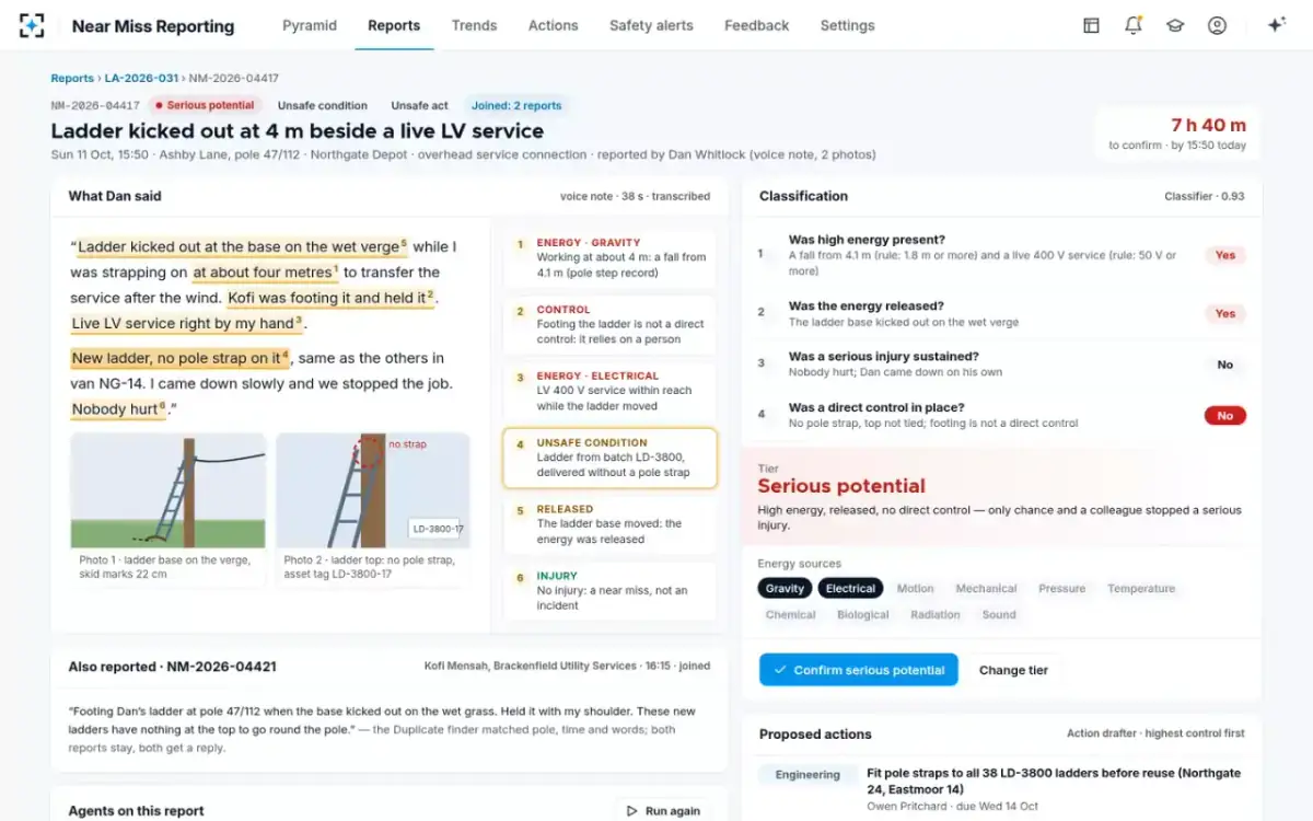 Near Miss Reporting — One report, read and classified