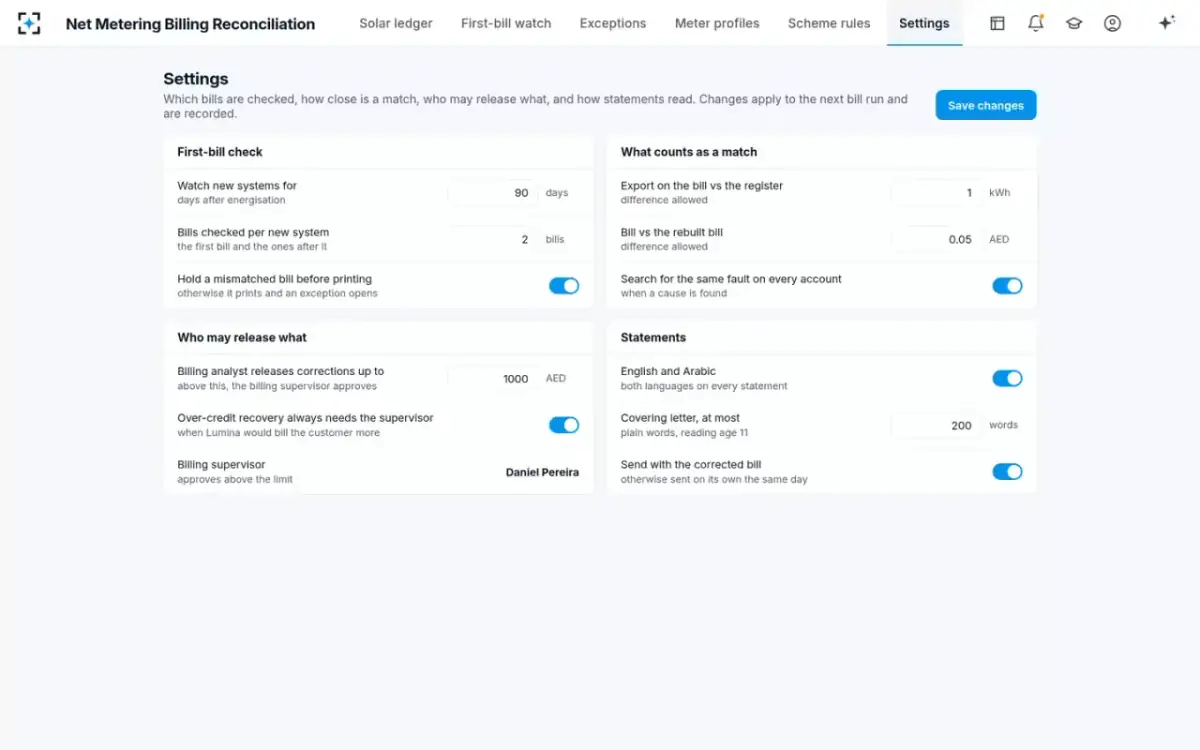 Net Metering Billing Reconciliation — Your rules
