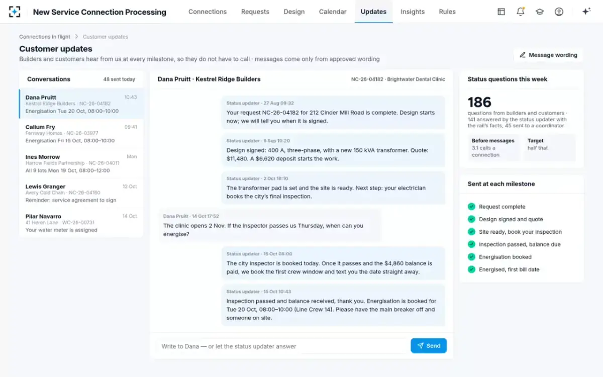 New Service Connection Processing — Customer updates