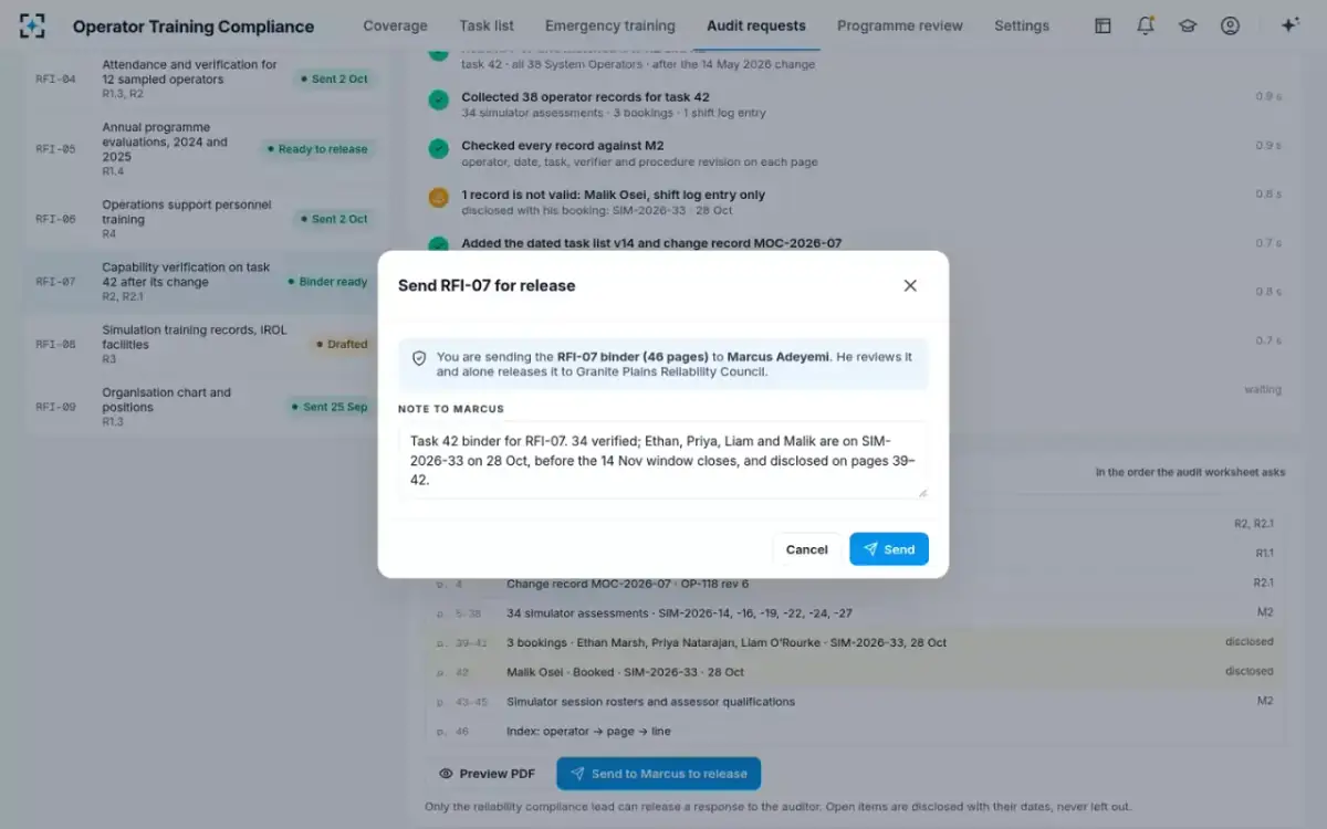 Operator Training Compliance — Send for release