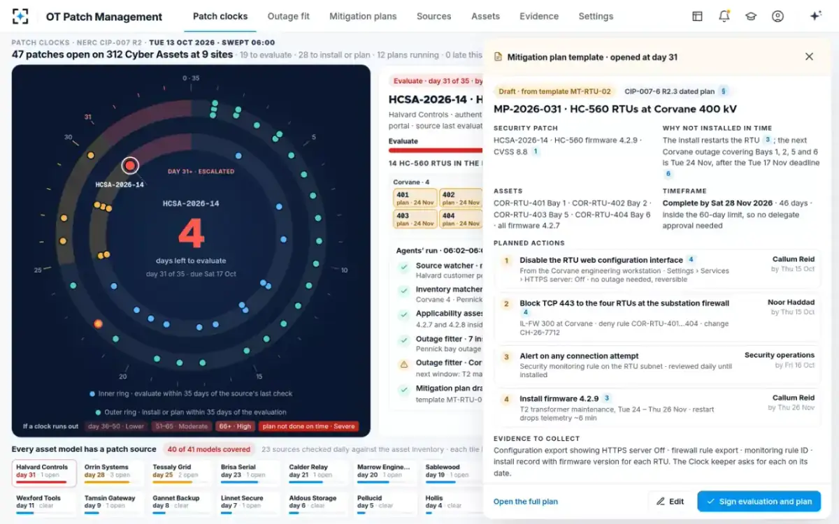 OT Patch Management — The plan template, filled in