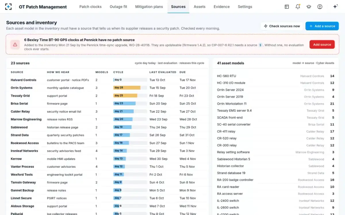 OT Patch Management — Sources and inventory