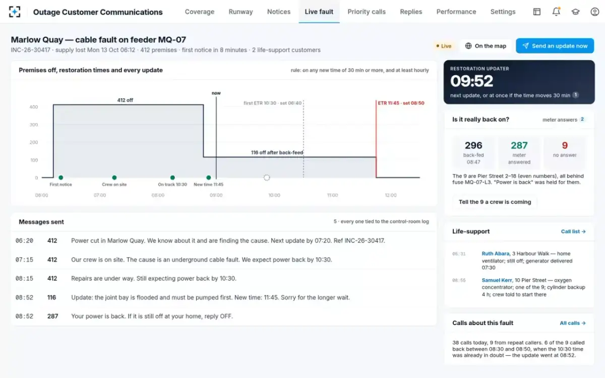 Outage Customer Communications — Restoration updates