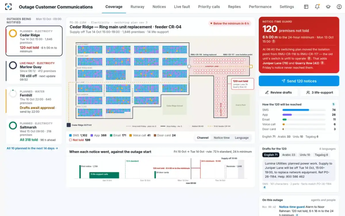 Outage Customer Communications — The notice coverage map