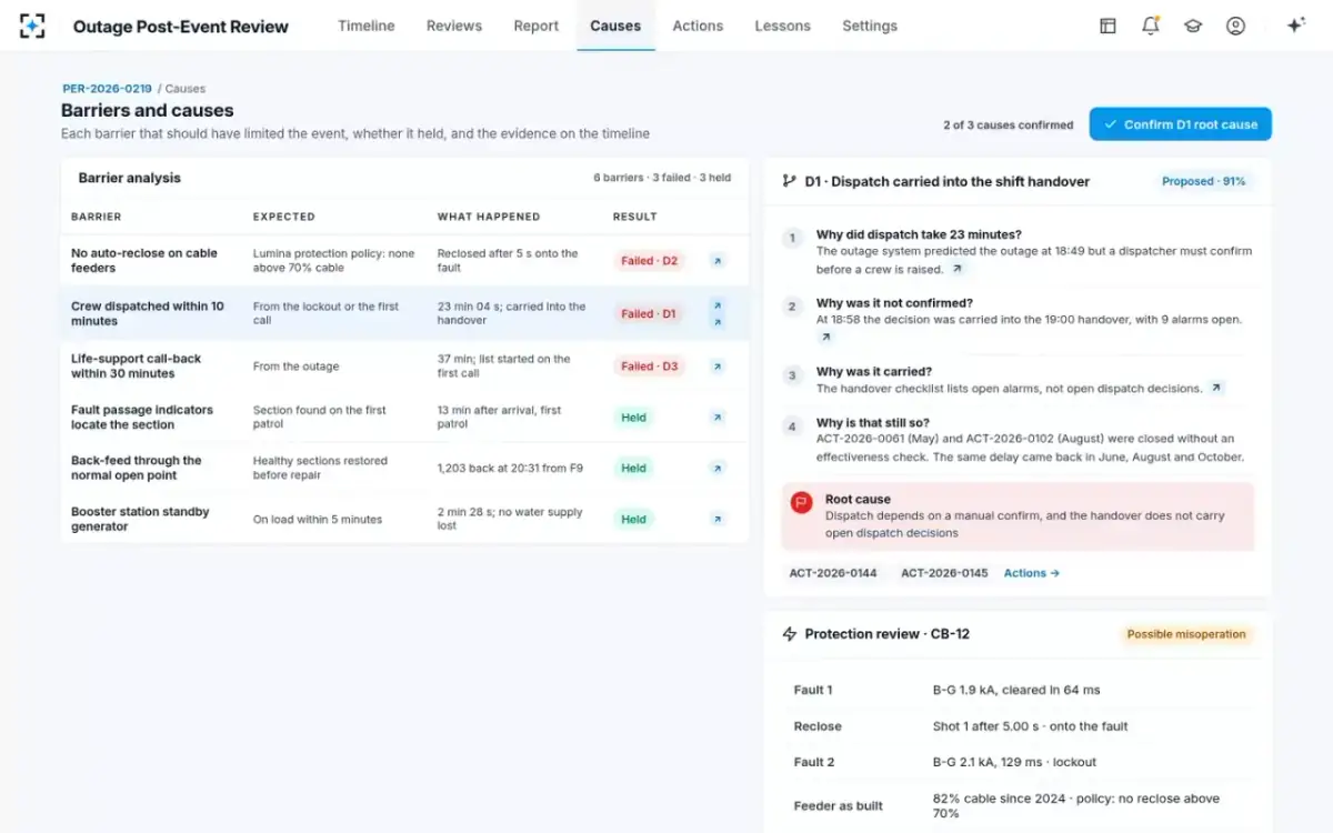 Outage Post-Event Review — Barriers and causes