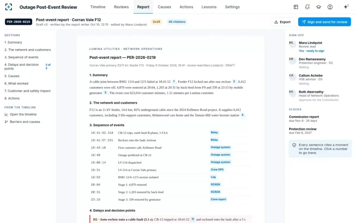 Outage Post-Event Review — The cited report