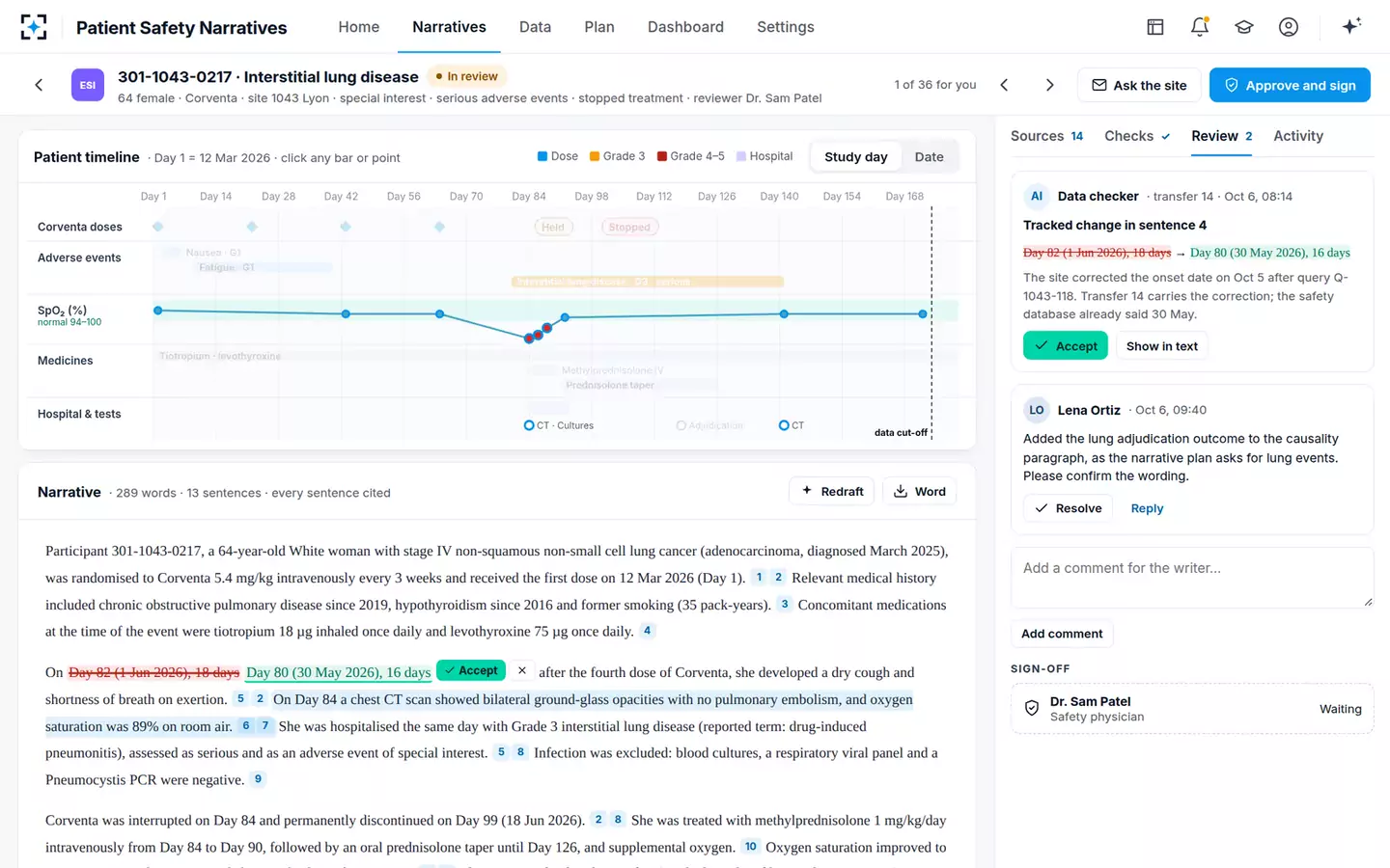 Patient Safety Narratives Writer — Tracked changes and comments