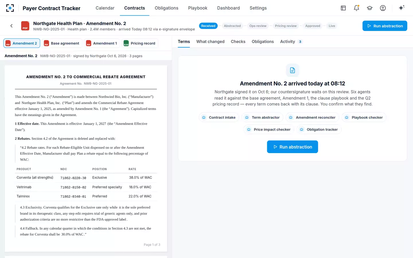 Payer Contract Abstraction & Obligation Tracker — A signed copy arrives