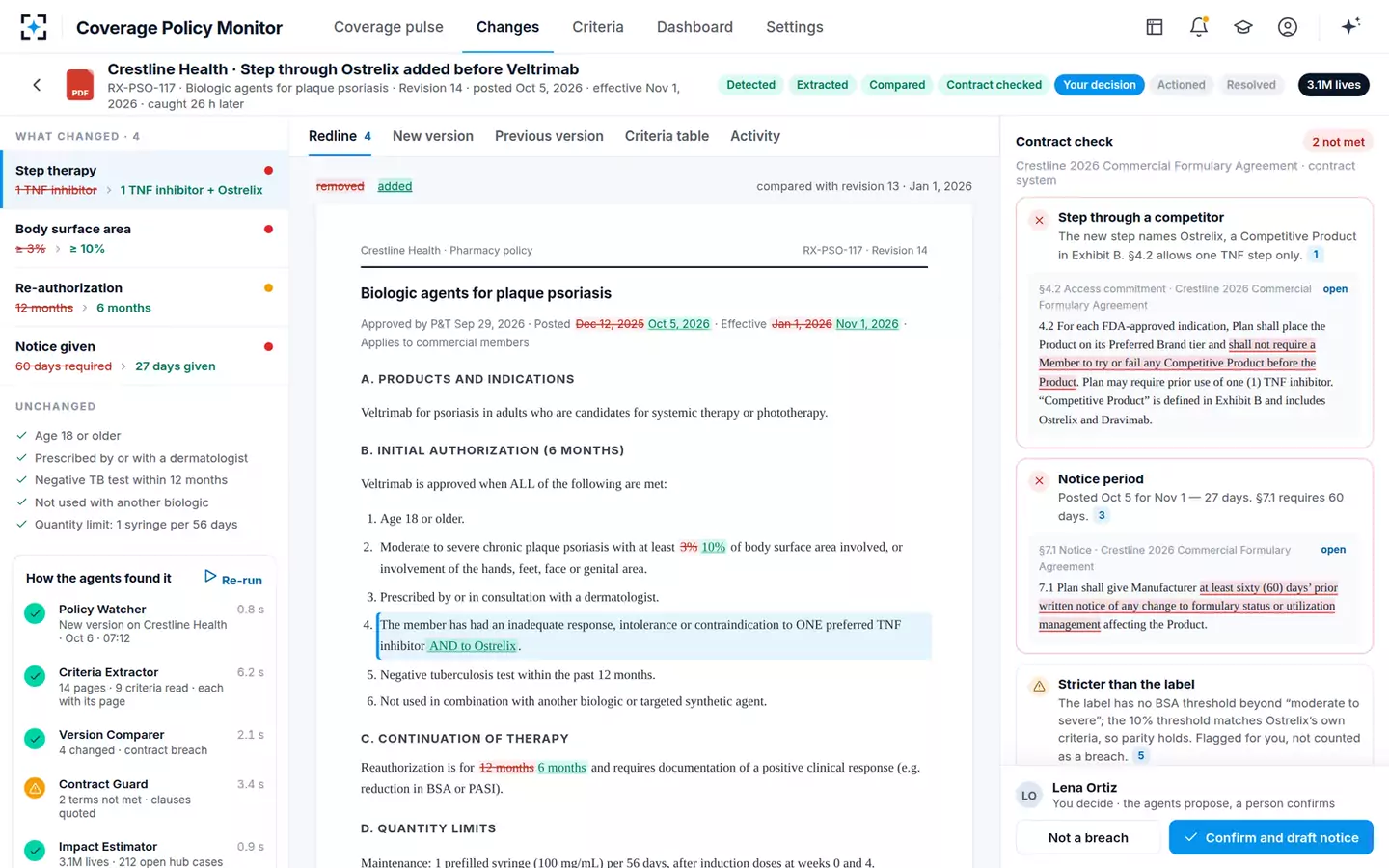 Payer Coverage Policy & PA Criteria Monitor — The change review