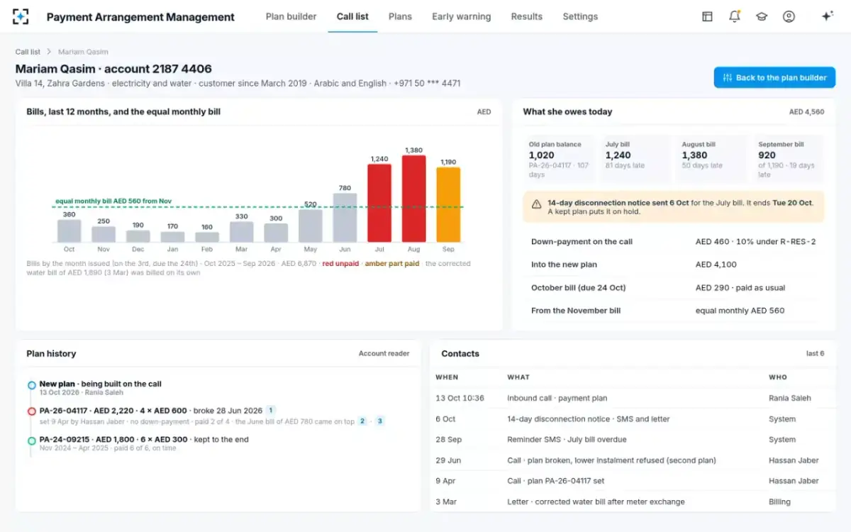 Payment Arrangement Management — The customer's account