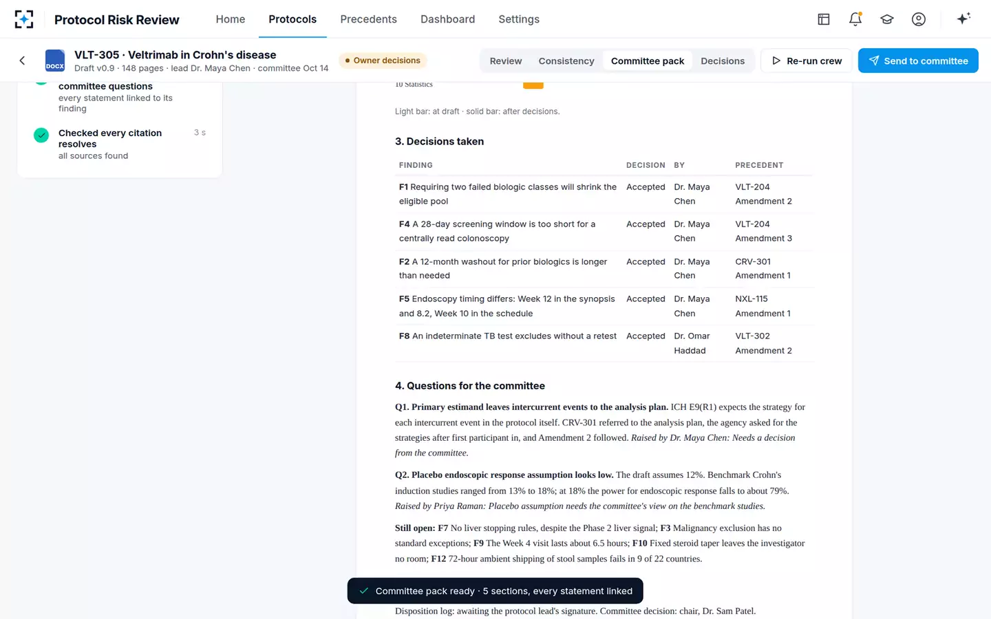 Protocol Design Review & Amendment-Risk Check — The committee pack