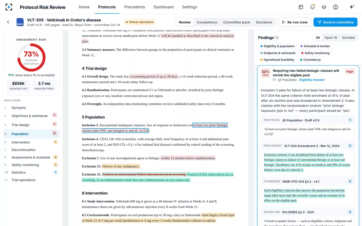 Protocol Design Review & Amendment-Risk Check — The protocol review