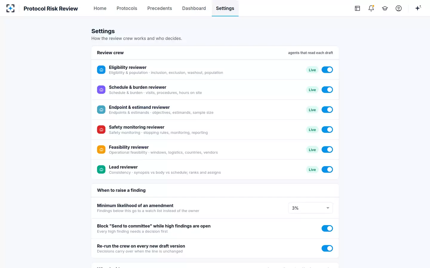Protocol Design Review & Amendment-Risk Check — Your review rules