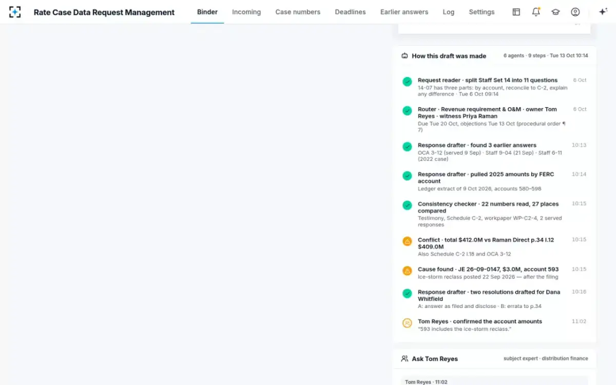 Rate Case Data Request Management — How the draft was made