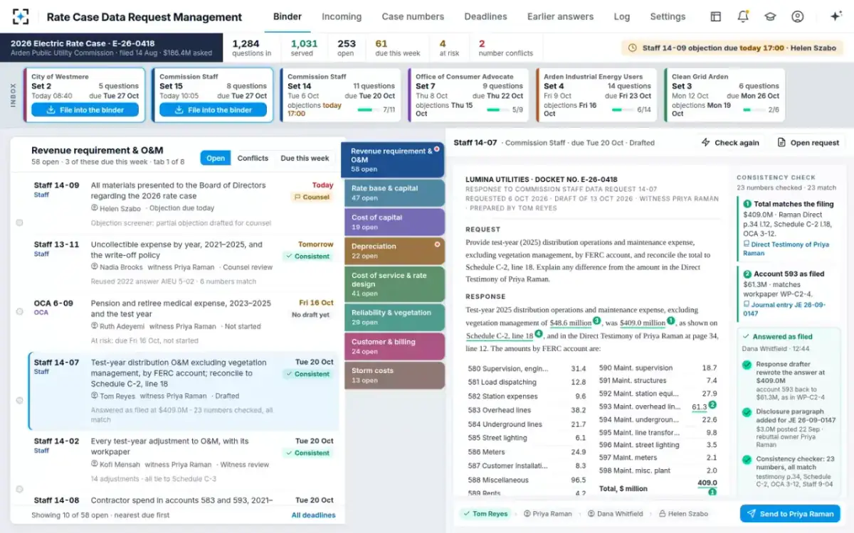 Rate Case Data Request Management — Conflict resolved