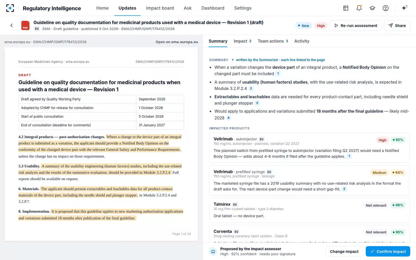 Regulatory Intelligence — Update review