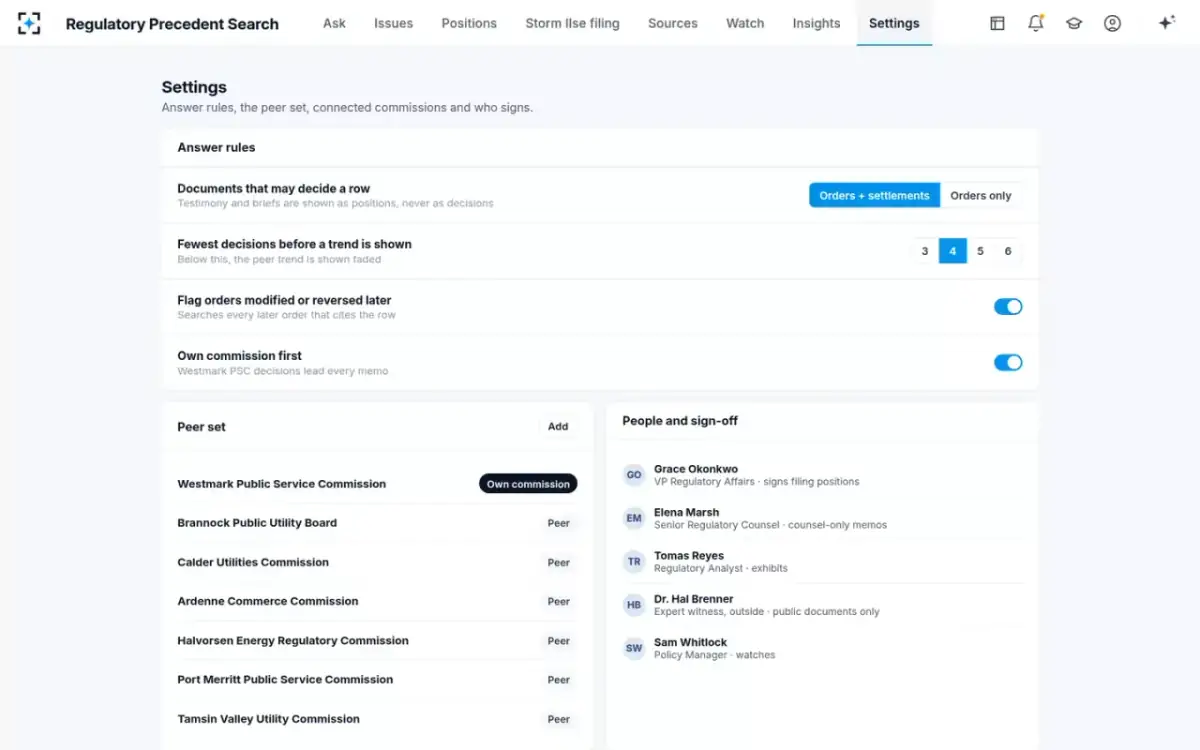 Regulatory Precedent Search — Your rules