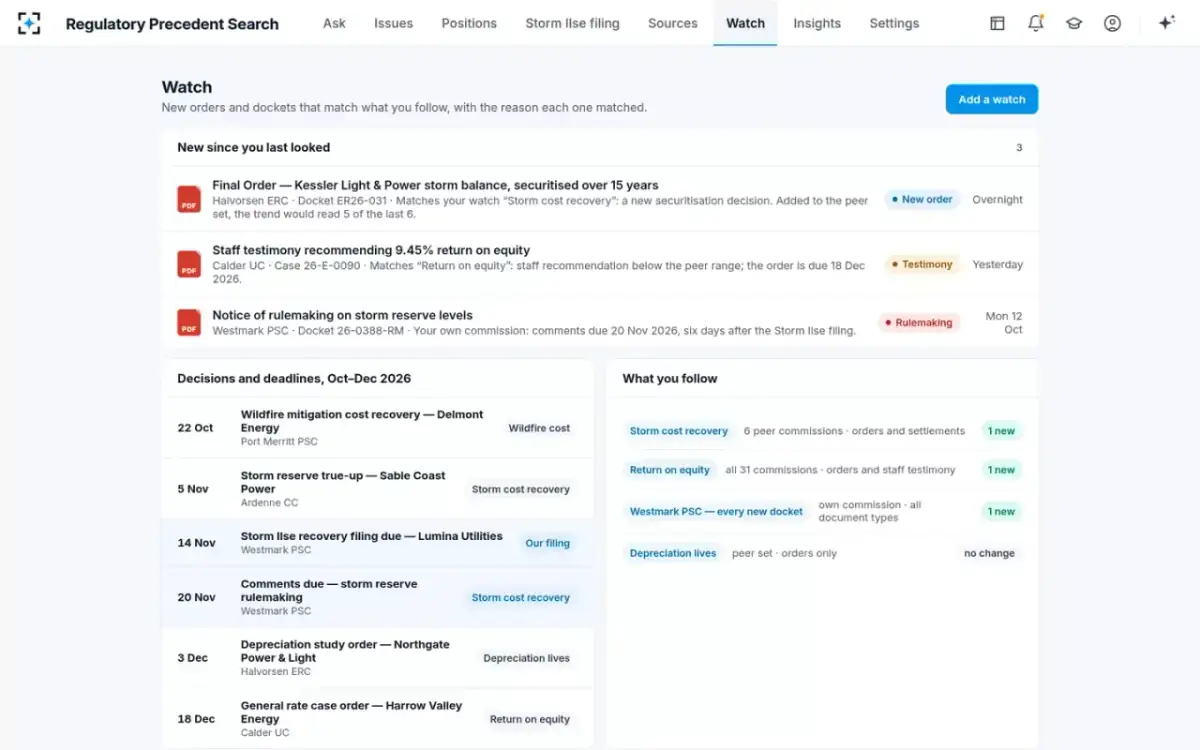 Regulatory Precedent Search — Watch