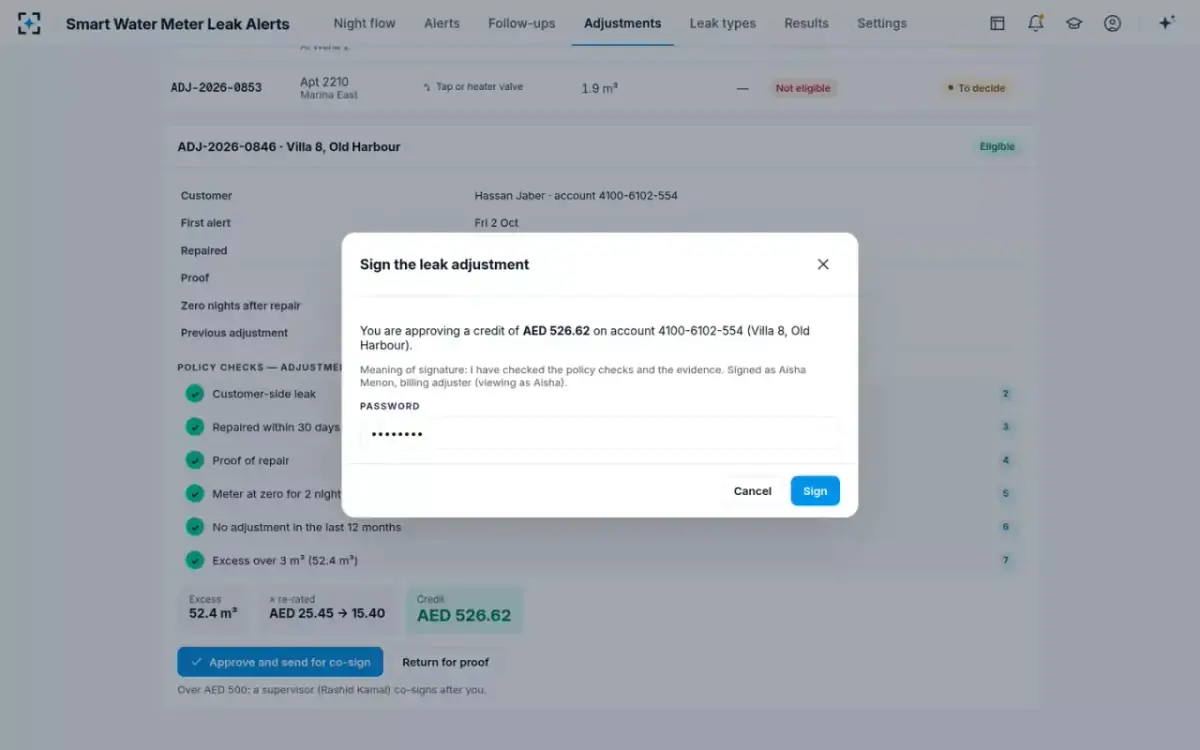 Smart Water Meter Leak Alerts — Sign the credit