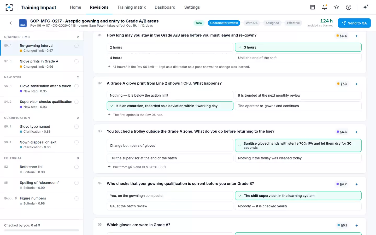 SOP Change-to-Training Impact Agent — The knowledge check