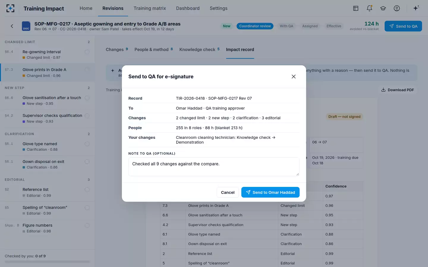 SOP Change-to-Training Impact Agent — Sent to QA