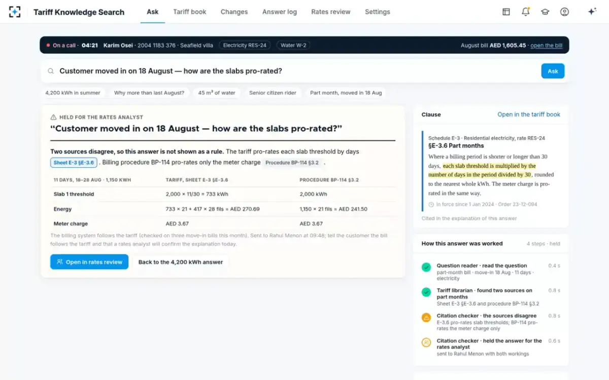 Tariff Knowledge Search — A held answer
