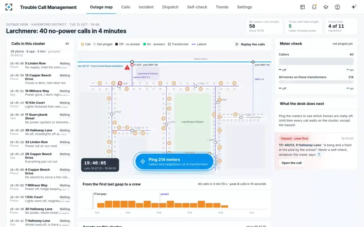 Trouble Call Management — Calls arriving on the map
