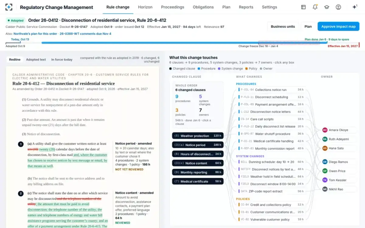 Regulatory Change Management — The rule change