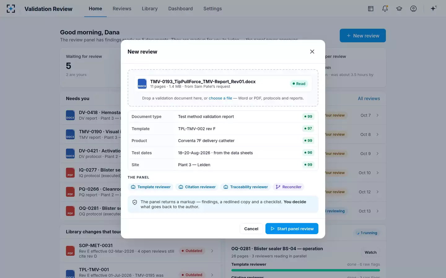 Validation Review Panel — A new review