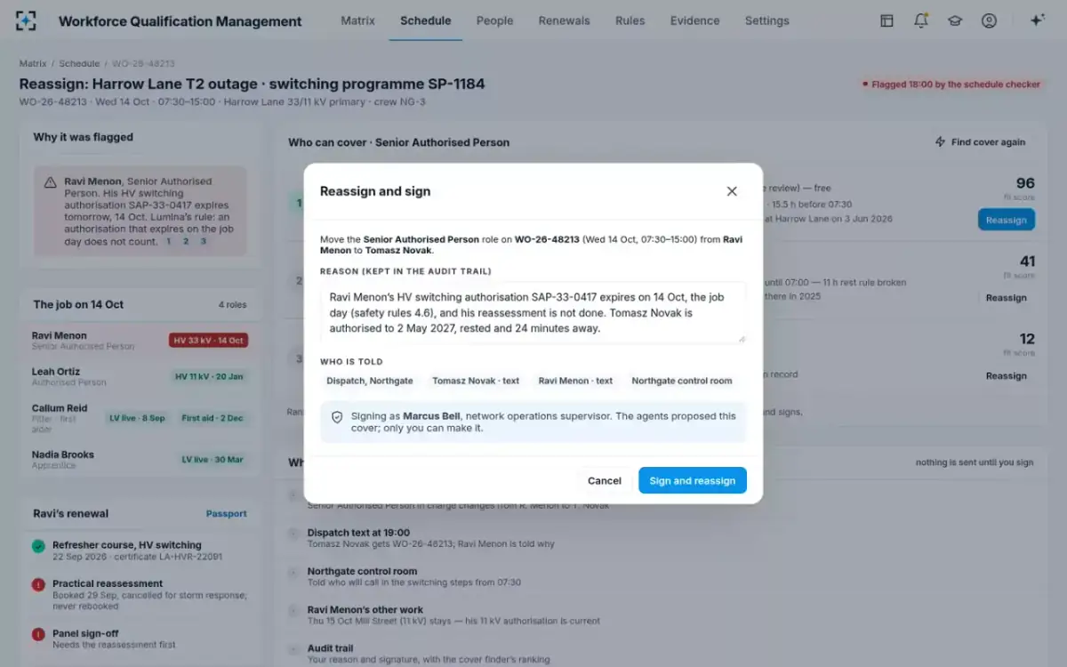 Workforce Qualification Management — Reassign and sign